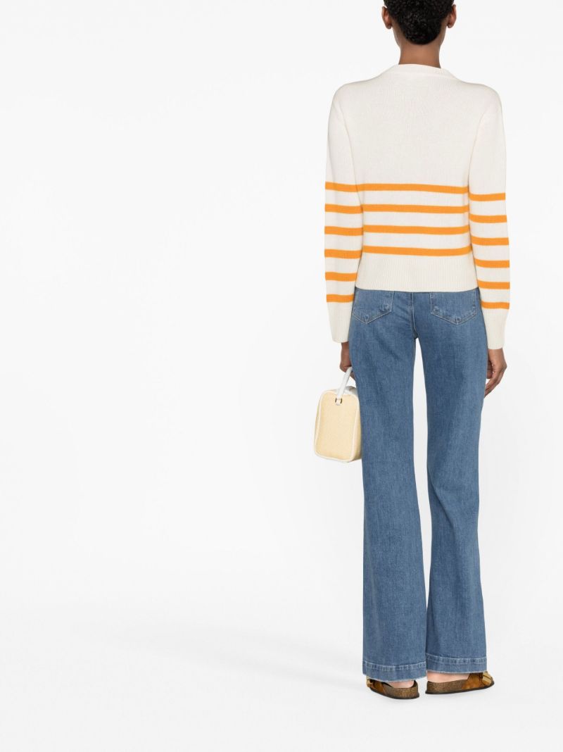 White Horizontal Stripe Top