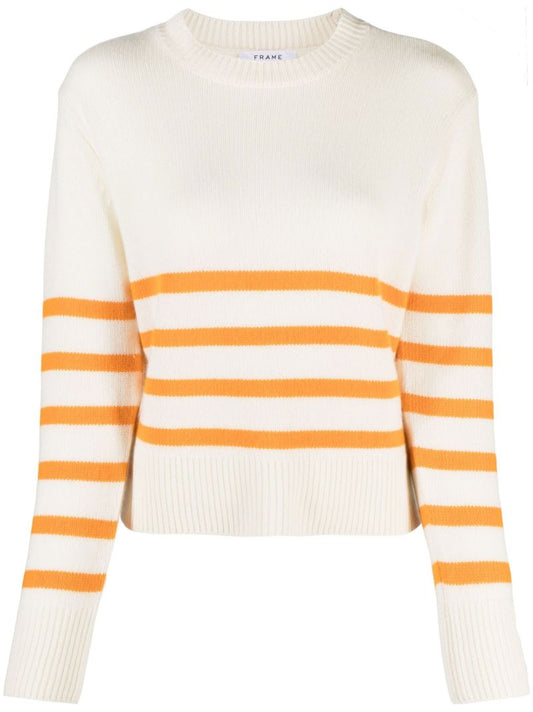 White Horizontal Stripe Top