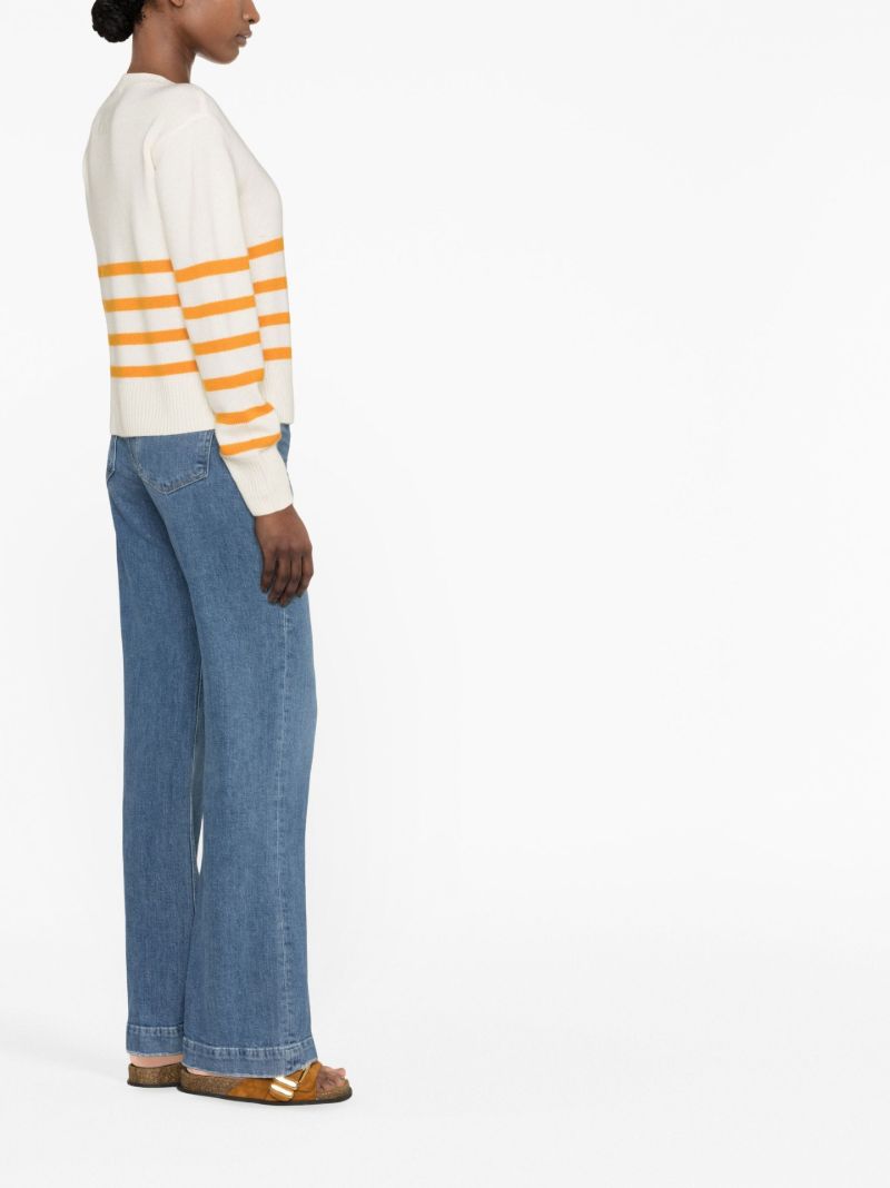 White Horizontal Stripe Top
