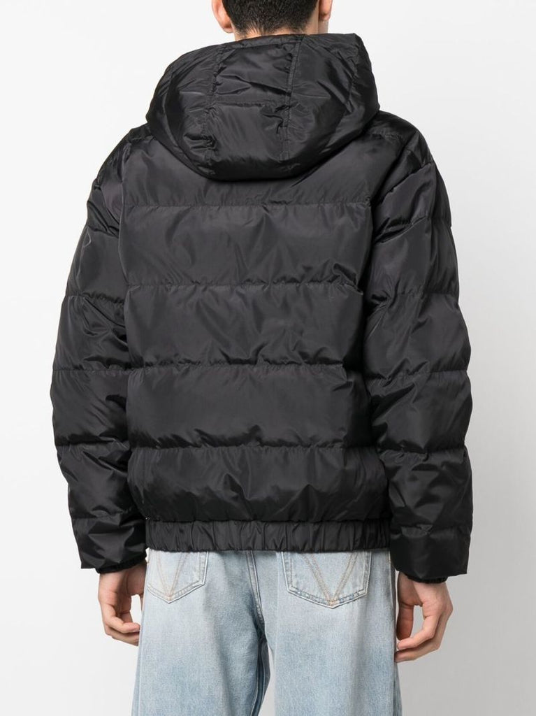 Black Logo Patch Puffer Jacket