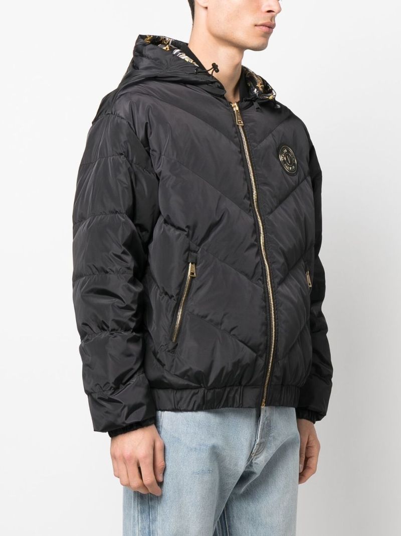 Black Logo Patch Puffer Jacket