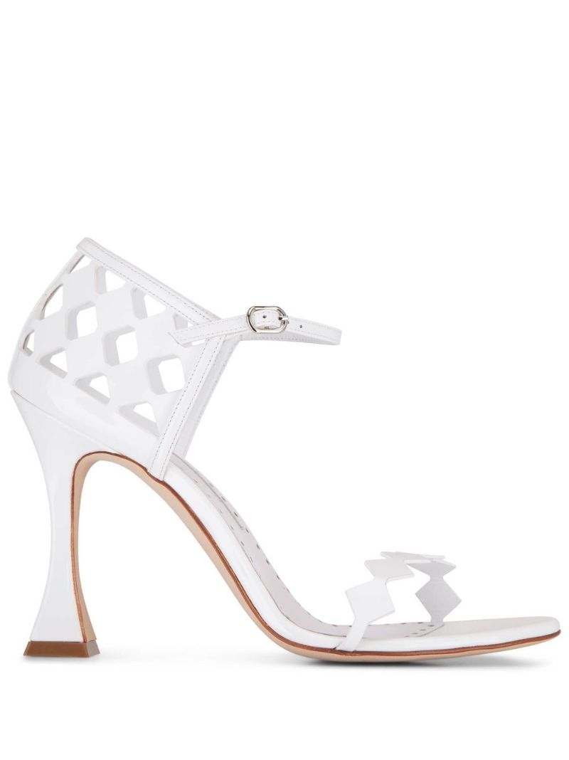 White Cut-out Leather Sandals