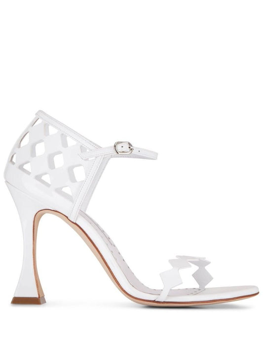 White Cut-out Leather Sandals