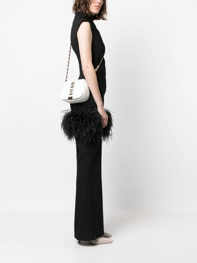 White Greca Goddess Leather Shoulder Bag