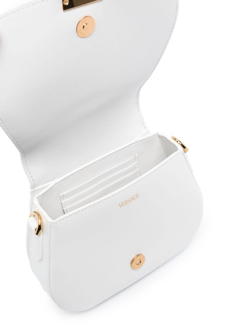 White Greca Goddess Leather Shoulder Bag
