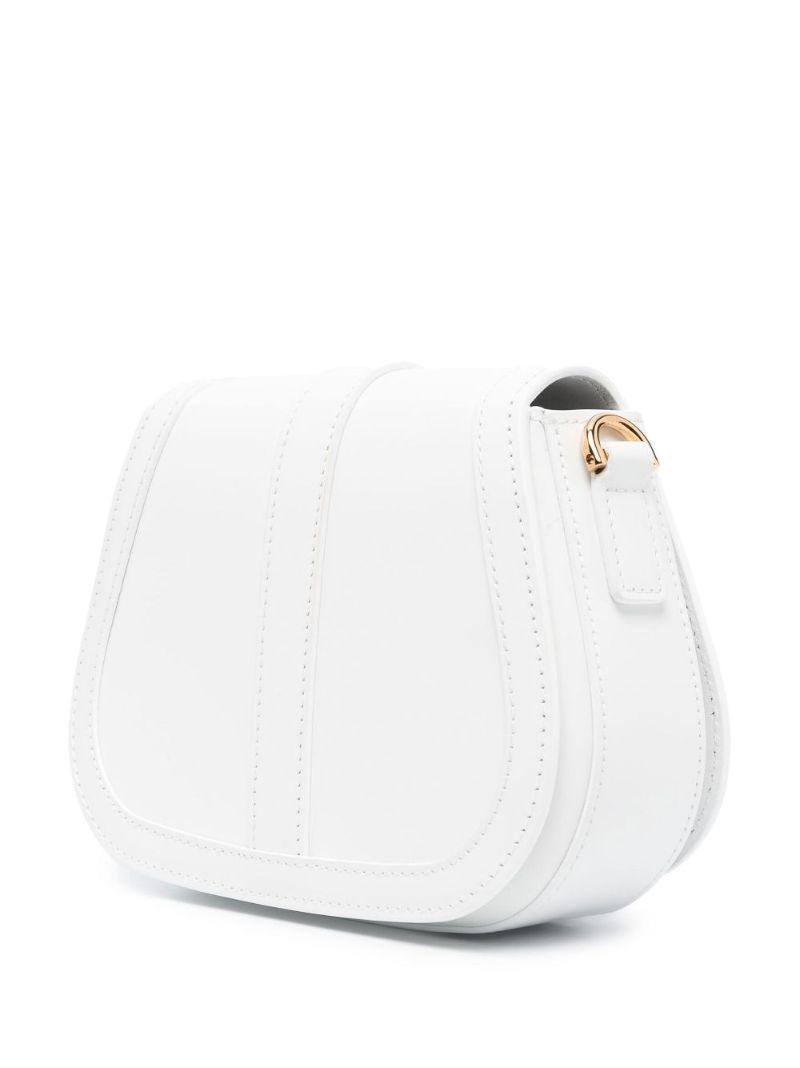 White Greca Goddess Leather Shoulder Bag