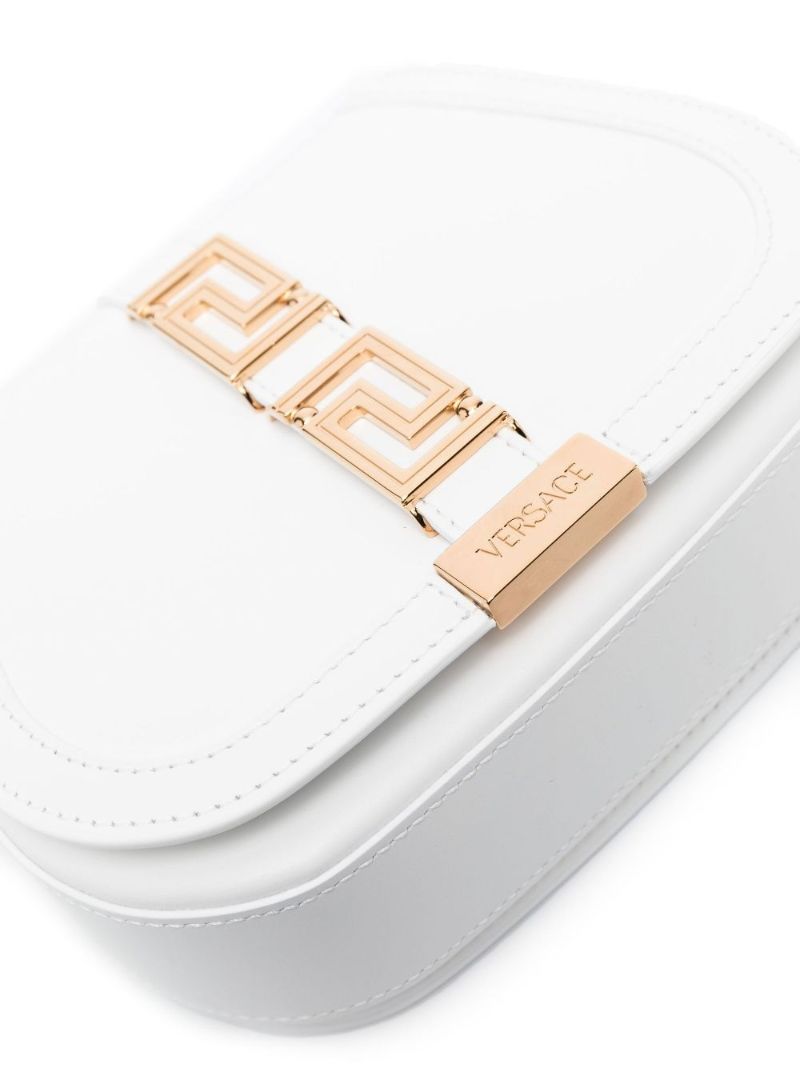 White Greca Goddess Leather Shoulder Bag