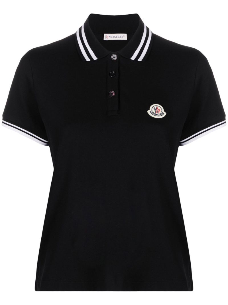 Black Logo-patch Cotton Polo Shirt