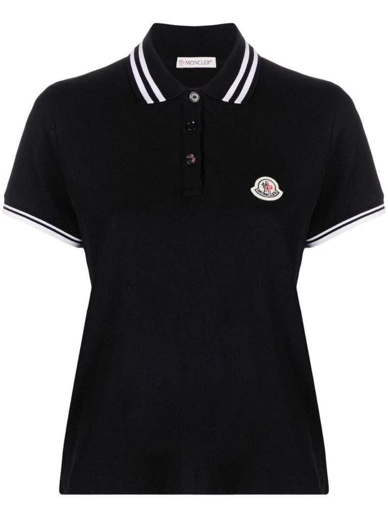 Black Logo-patch Cotton Polo Shirt
