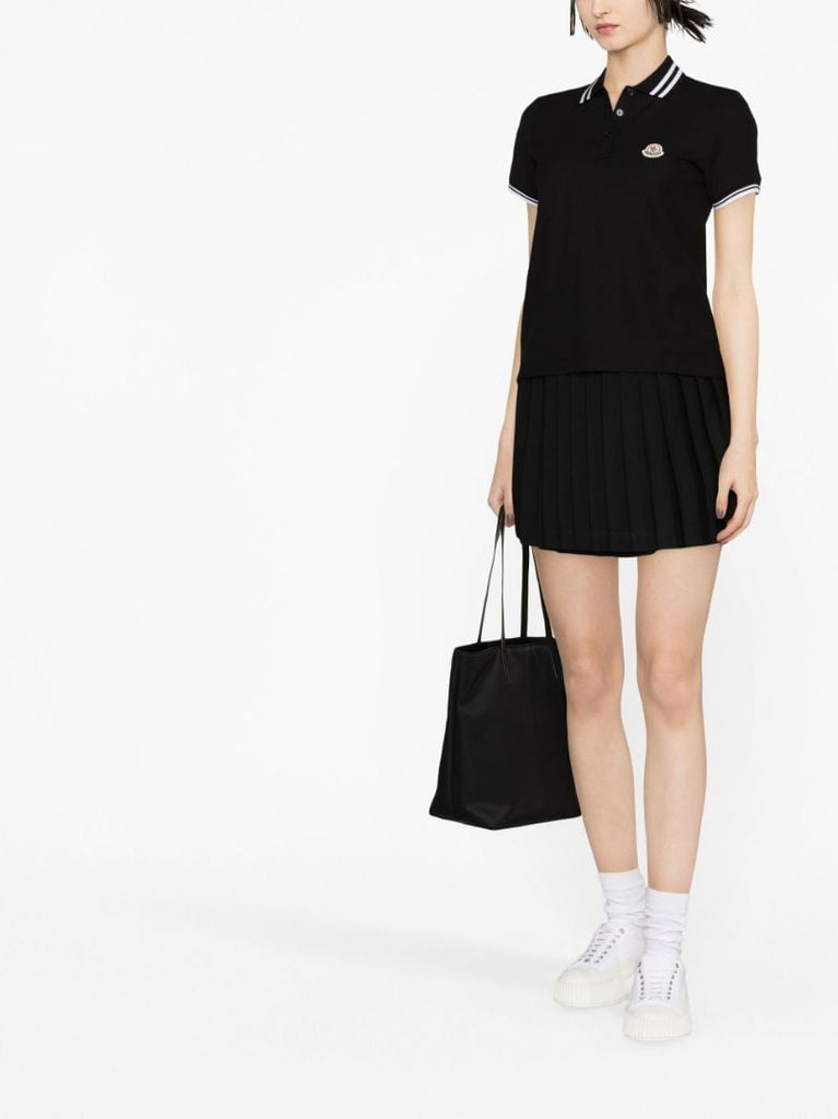 Black Logo-patch Cotton Polo Shirt