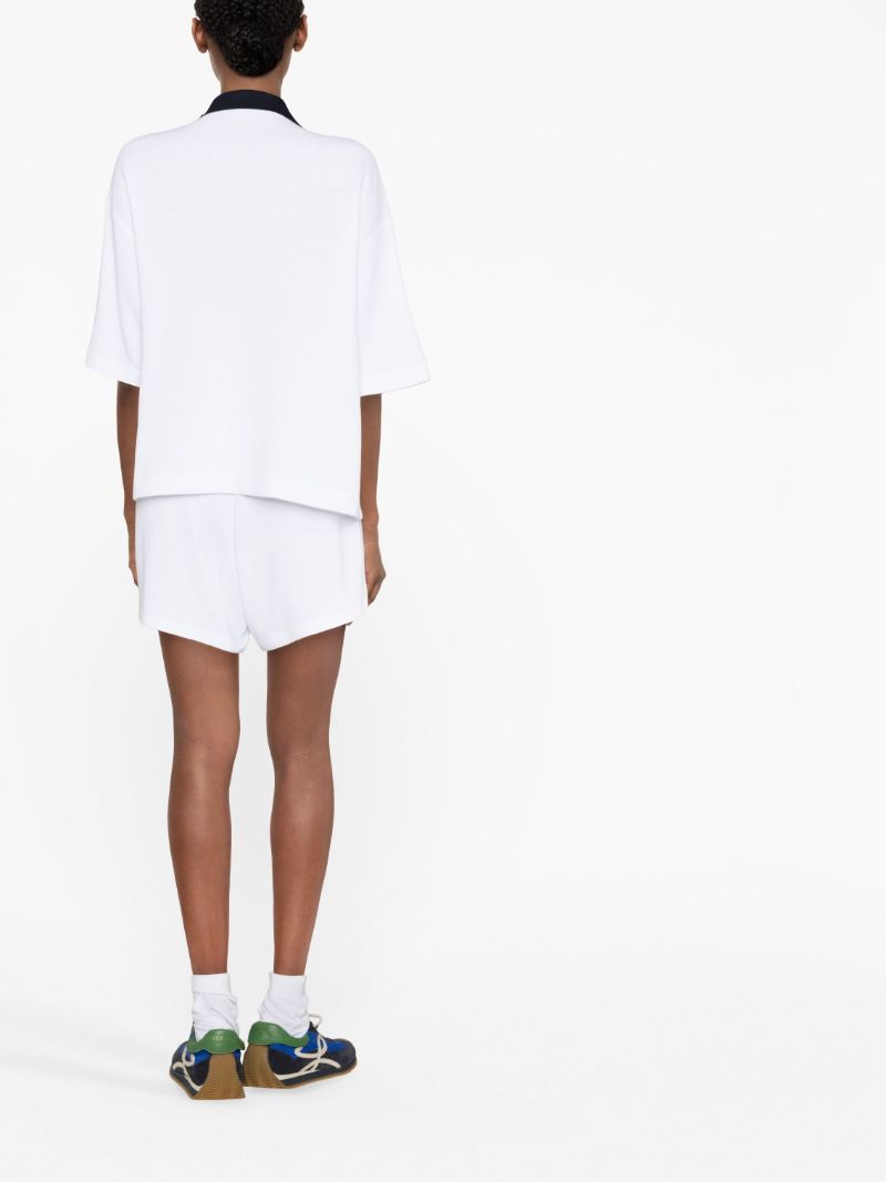 White Logo Print Cotton Shorts