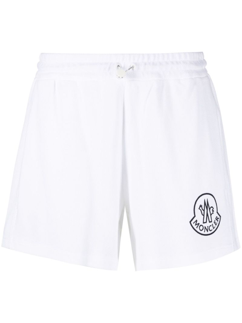 White Logo Print Cotton Shorts