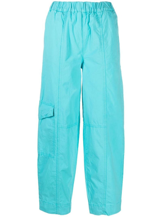Blue Elasticated Curve Organic Cotton Trousers