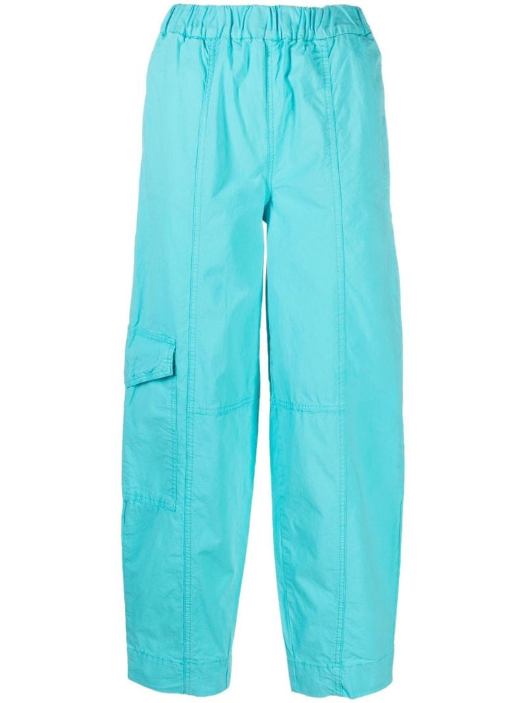 Blue Elasticated Curve Organic Cotton Trousers