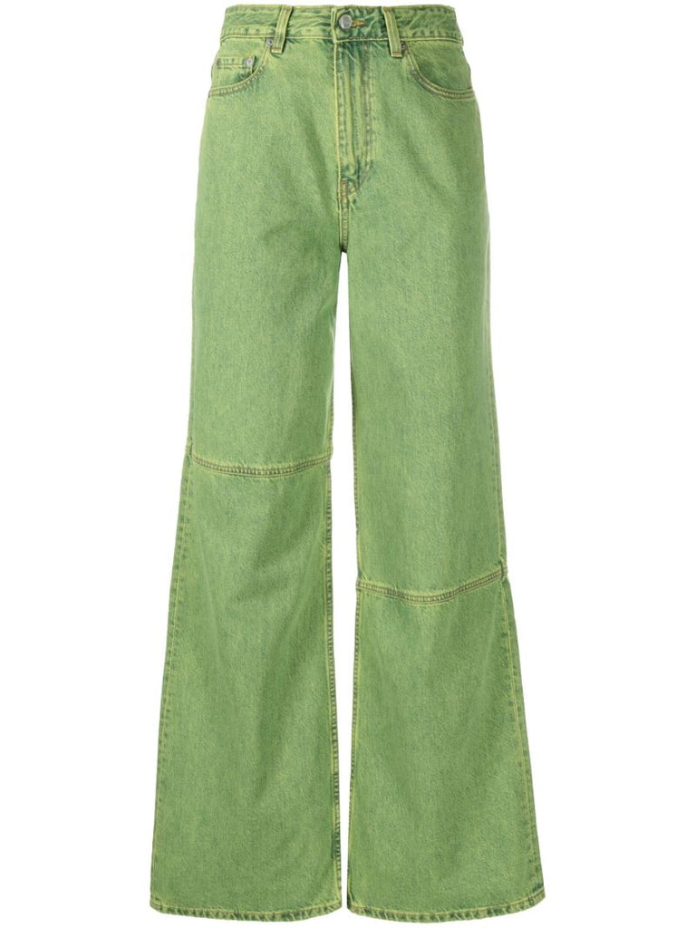 Green Wide-leg Panelled Jeans