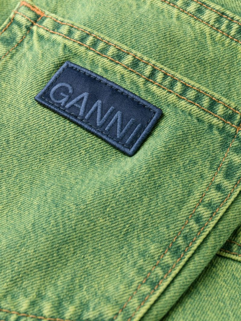 Green Wide-leg Panelled Jeans