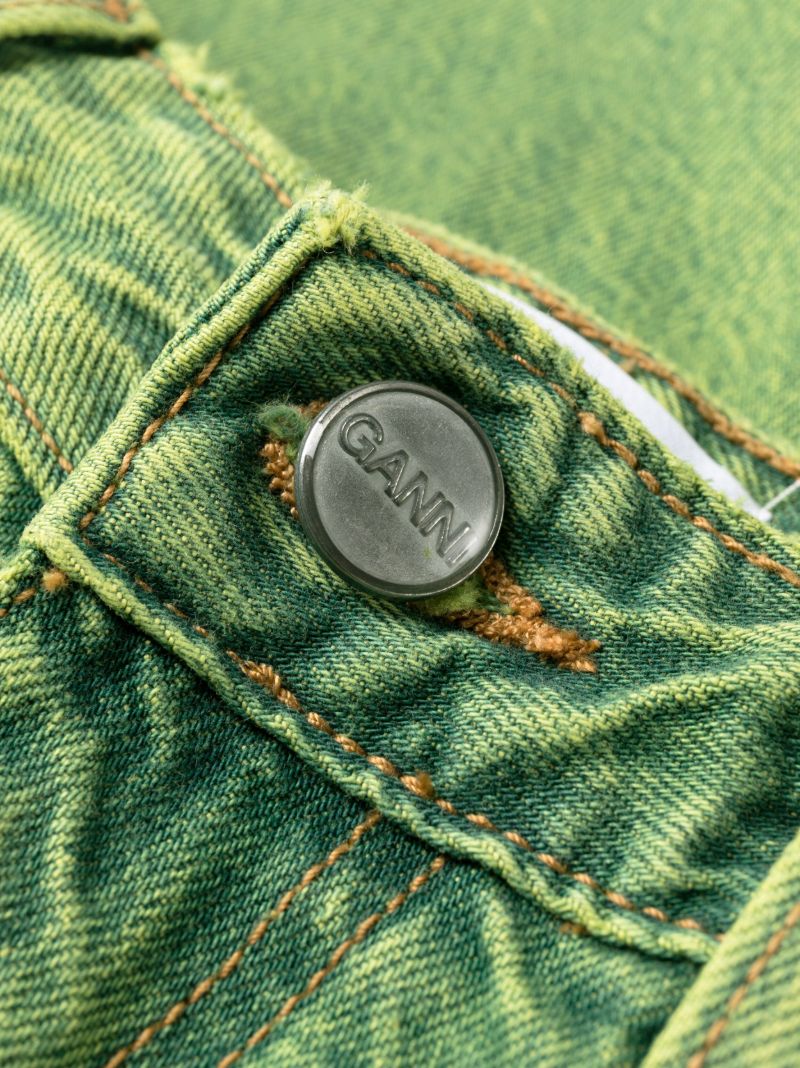 Green Wide-leg Panelled Jeans