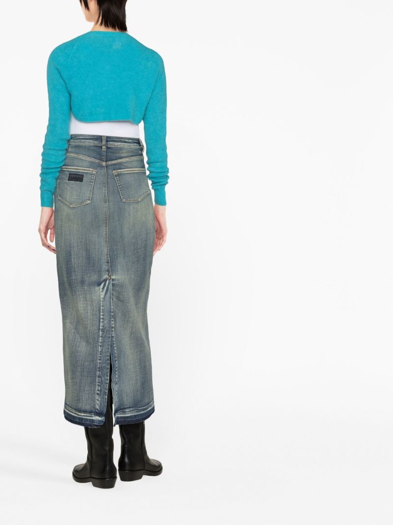 Blue Brushed Cropped Cardigan