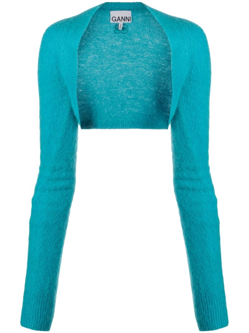 Blue Brushed Cropped Cardigan