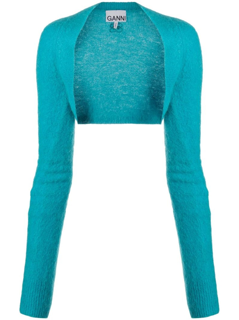 Blue Brushed Cropped Cardigan