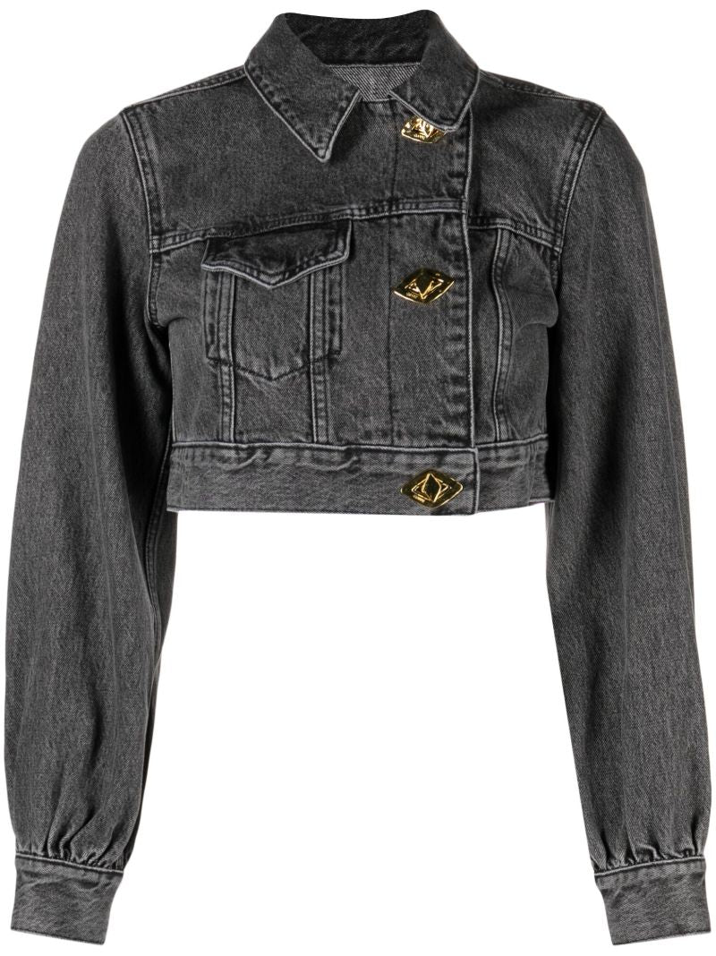 Grey Cropped Denim Jacket