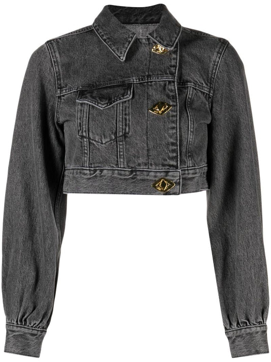 Grey Cropped Denim Jacket