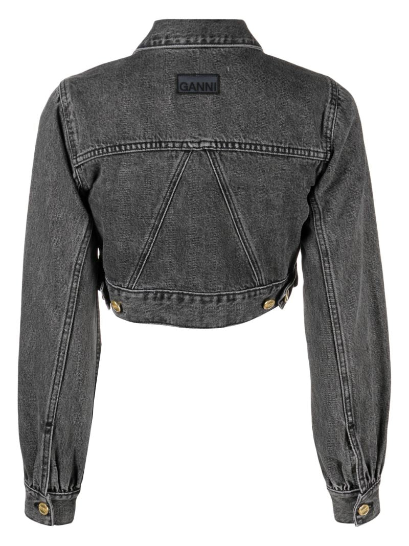Grey Cropped Denim Jacket