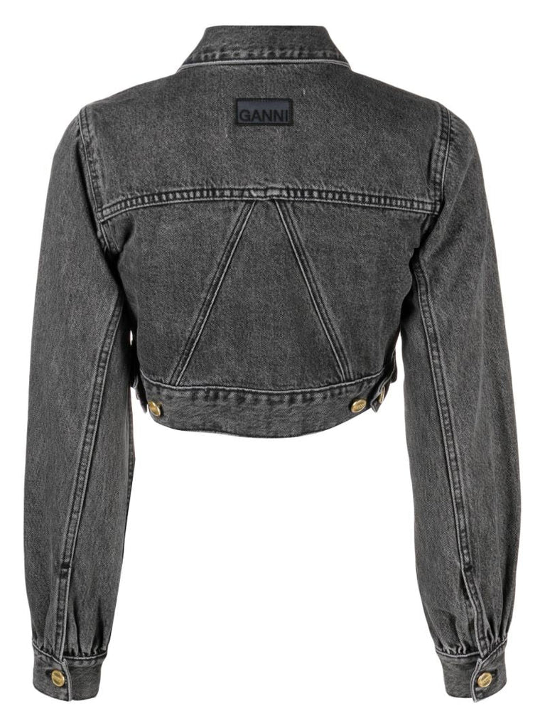 Grey Cropped Denim Jacket