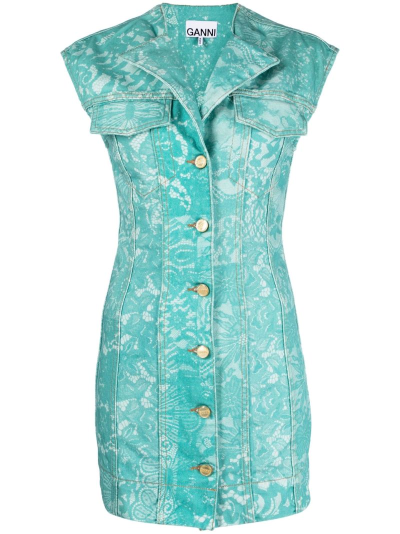 Bue Lace Print Denim Mini Dress