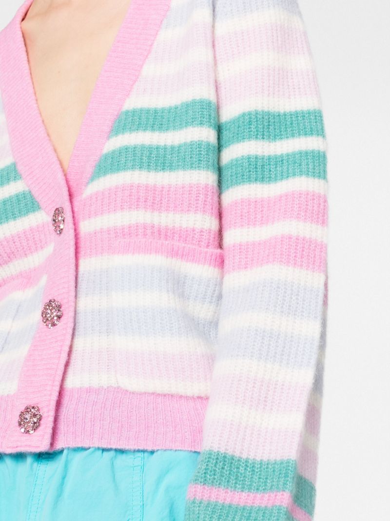 Pink Striped Wool Cardigan