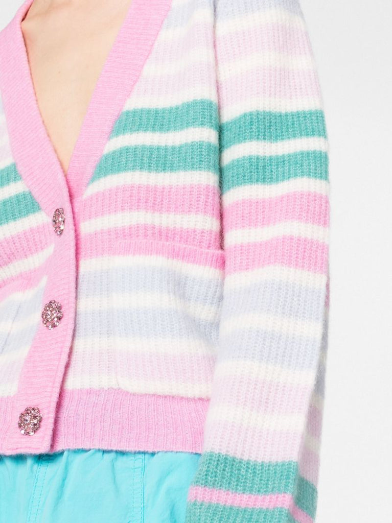 Pink Striped Wool Cardigan