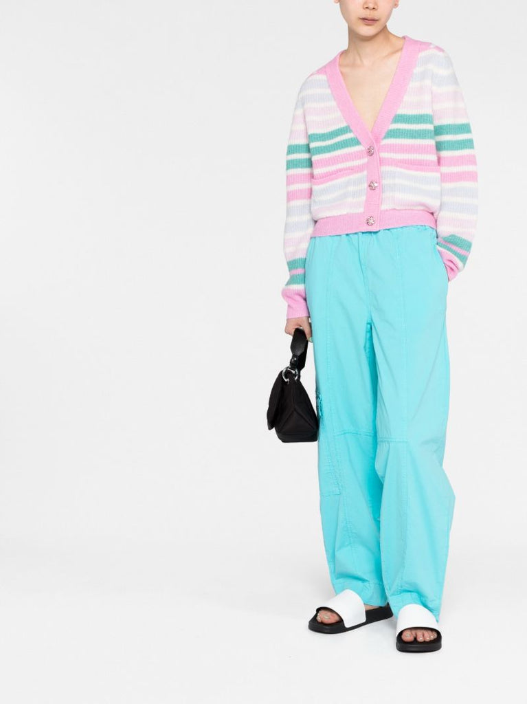 Pink Striped Wool Cardigan