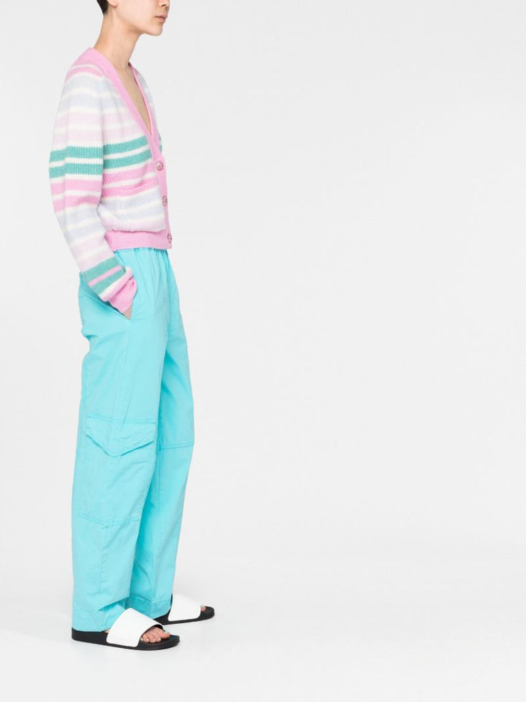 Pink Striped Wool Cardigan
