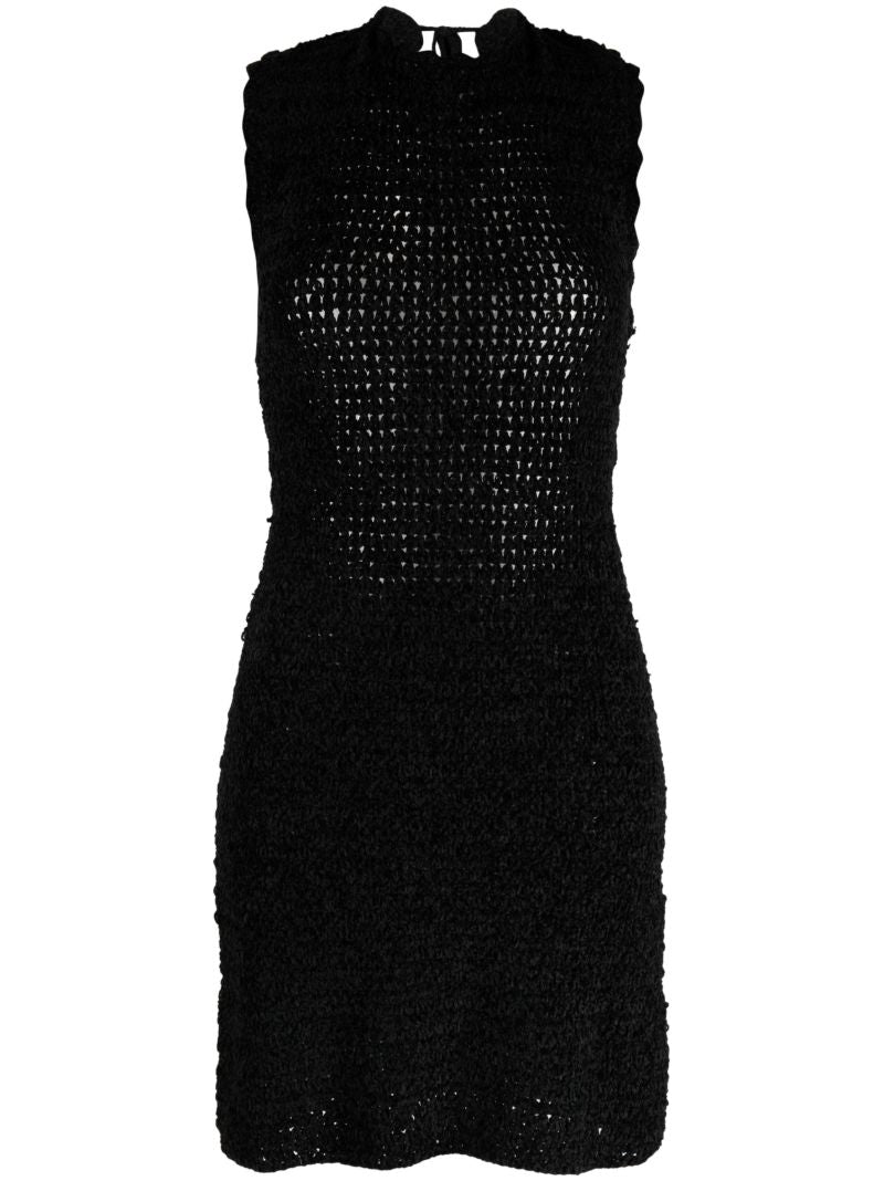 Black Crochet Open Back Mini Dress