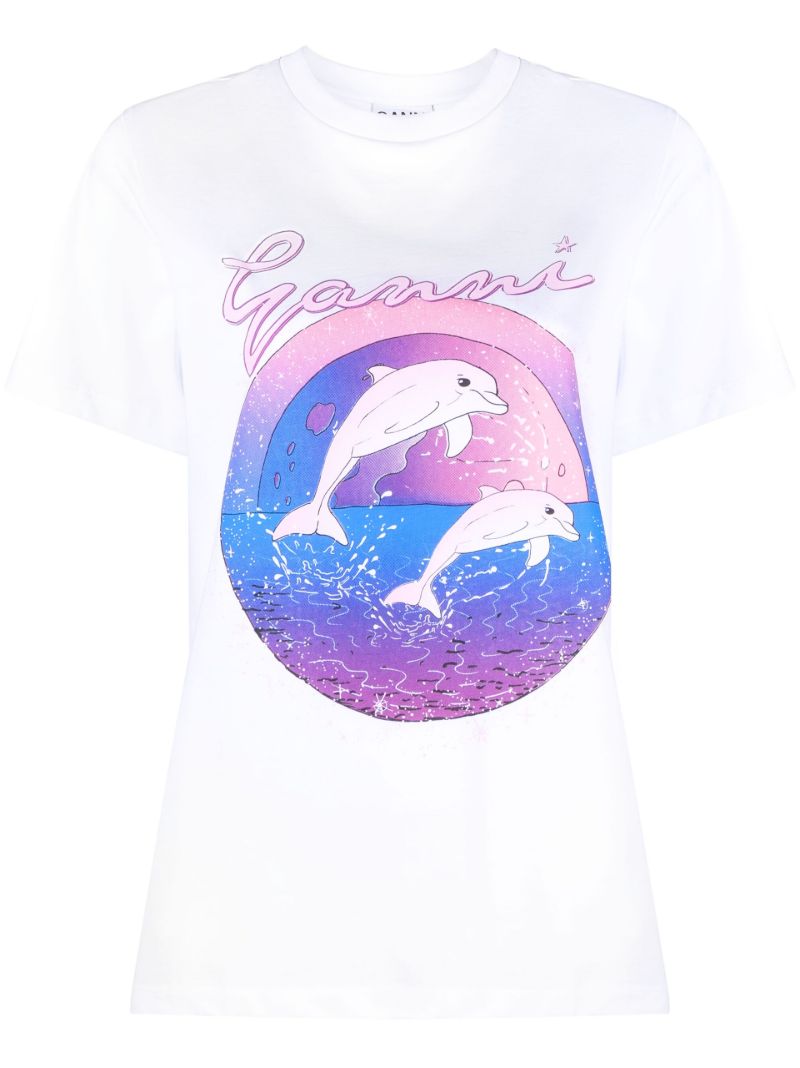 White Graphic Print T-shirt