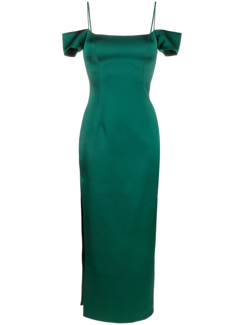 Green Off-shoulder Satin Gown