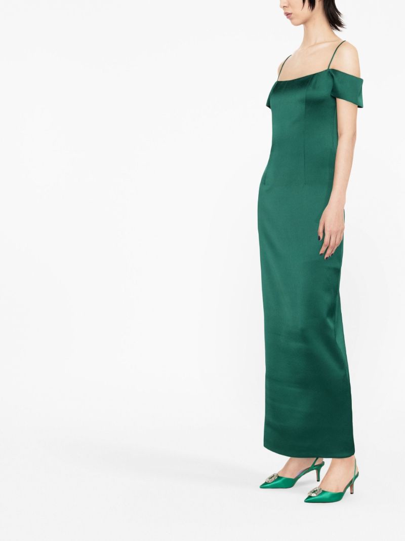 Green Off-shoulder Satin Gown