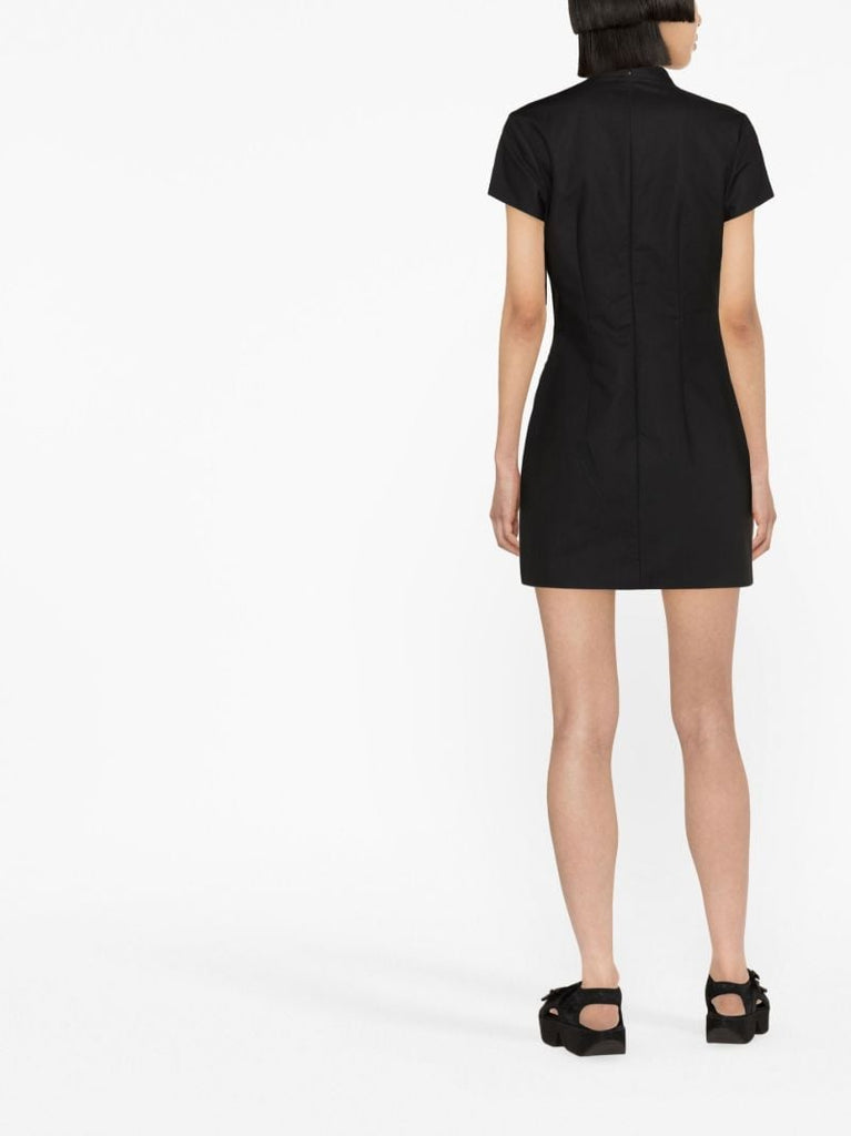 Black Trapeze Lace-up Mini Dress