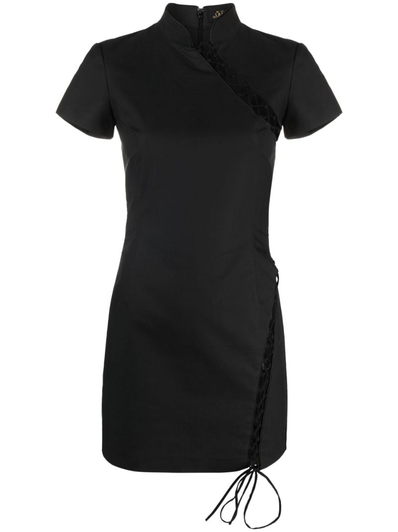 Black Trapeze Lace-up Mini Dress