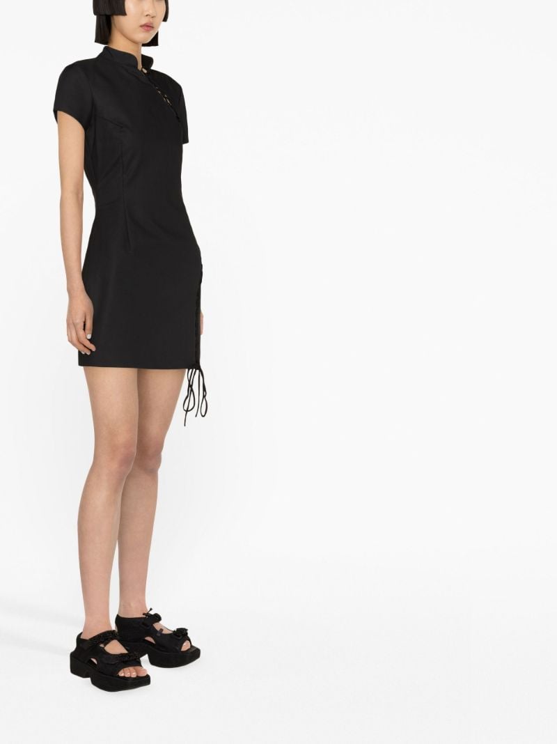Black Trapeze Lace-up Mini Dress