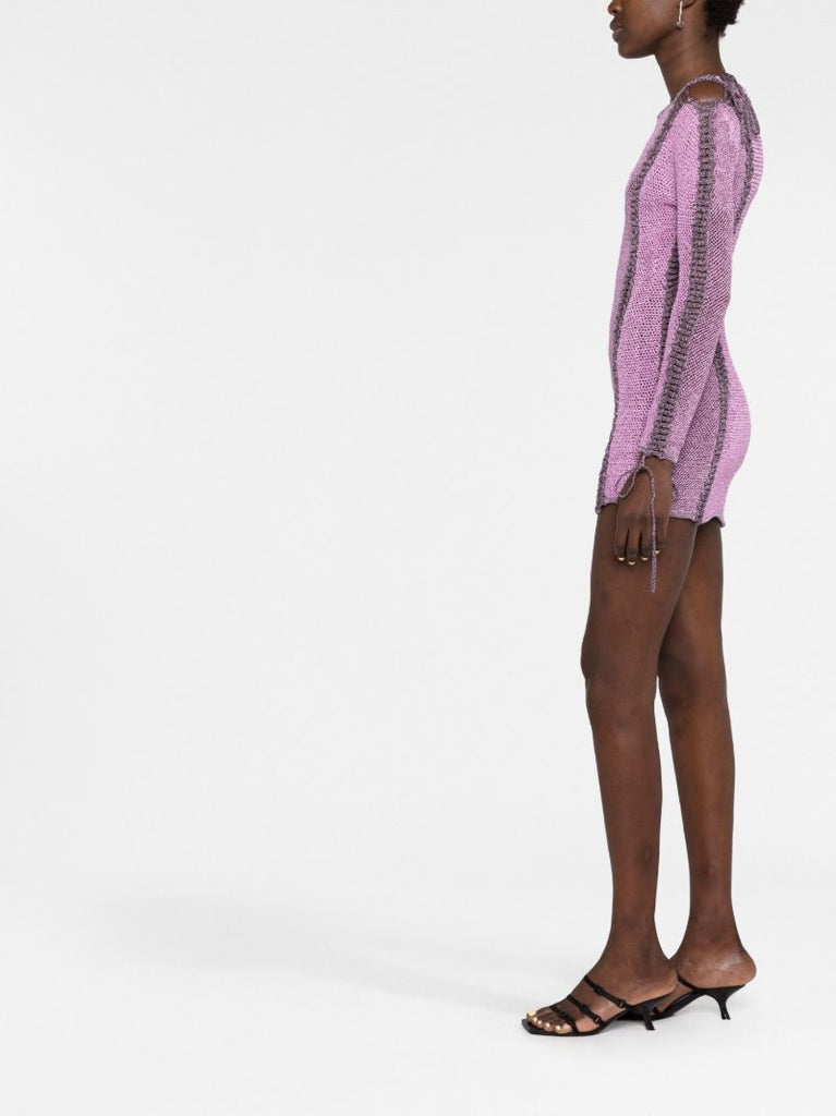 Purple Expandable Knitted Mini Dress