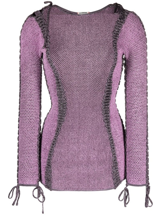 Purple Expandable Knitted Mini Dress