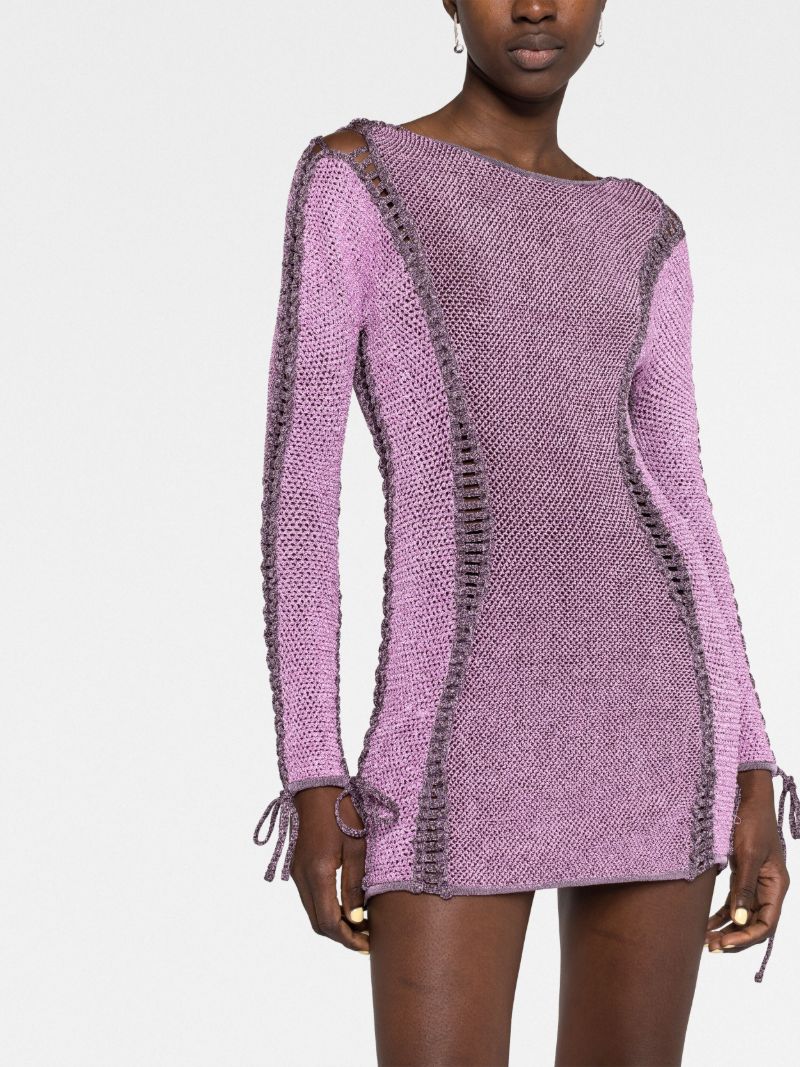 Purple Expandable Knitted Mini Dress