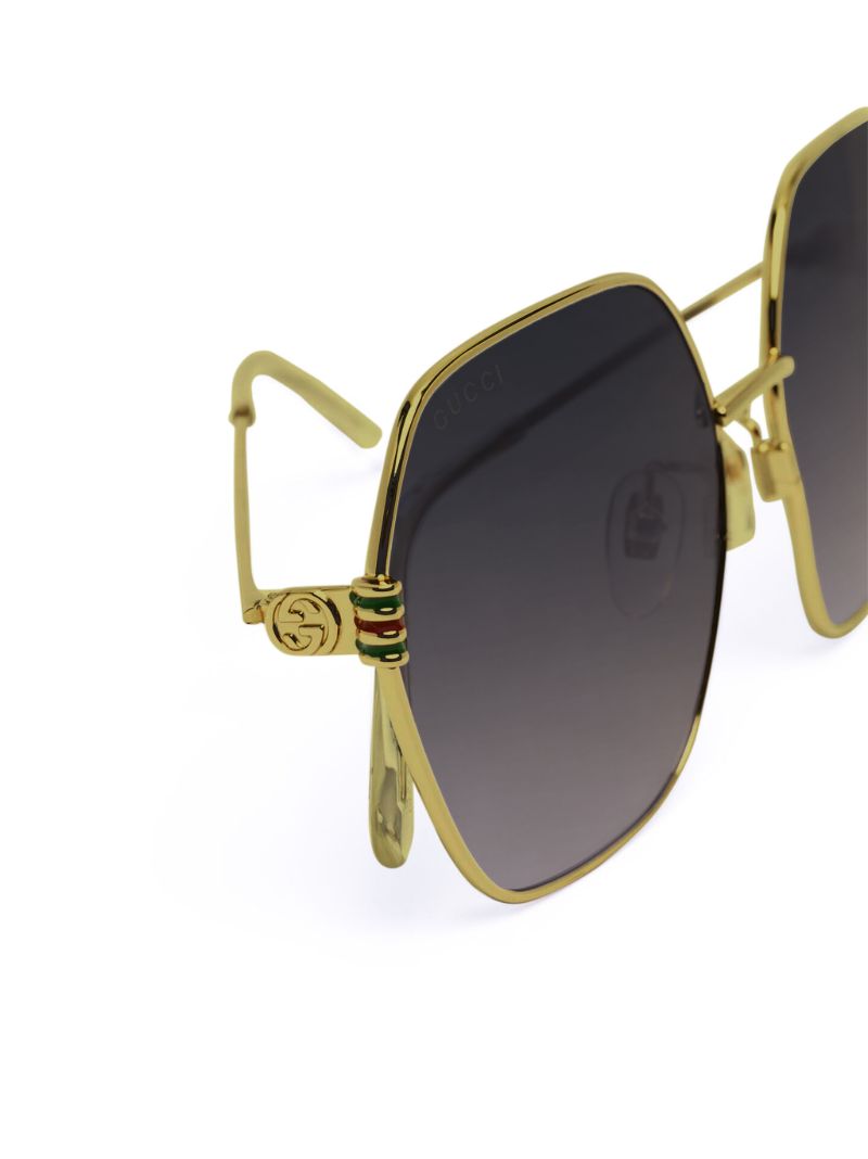 Silver-tone Hexagon Sunglasses