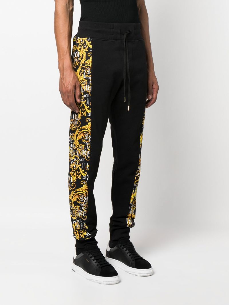 Black Barocco Side Stripe Track Pants