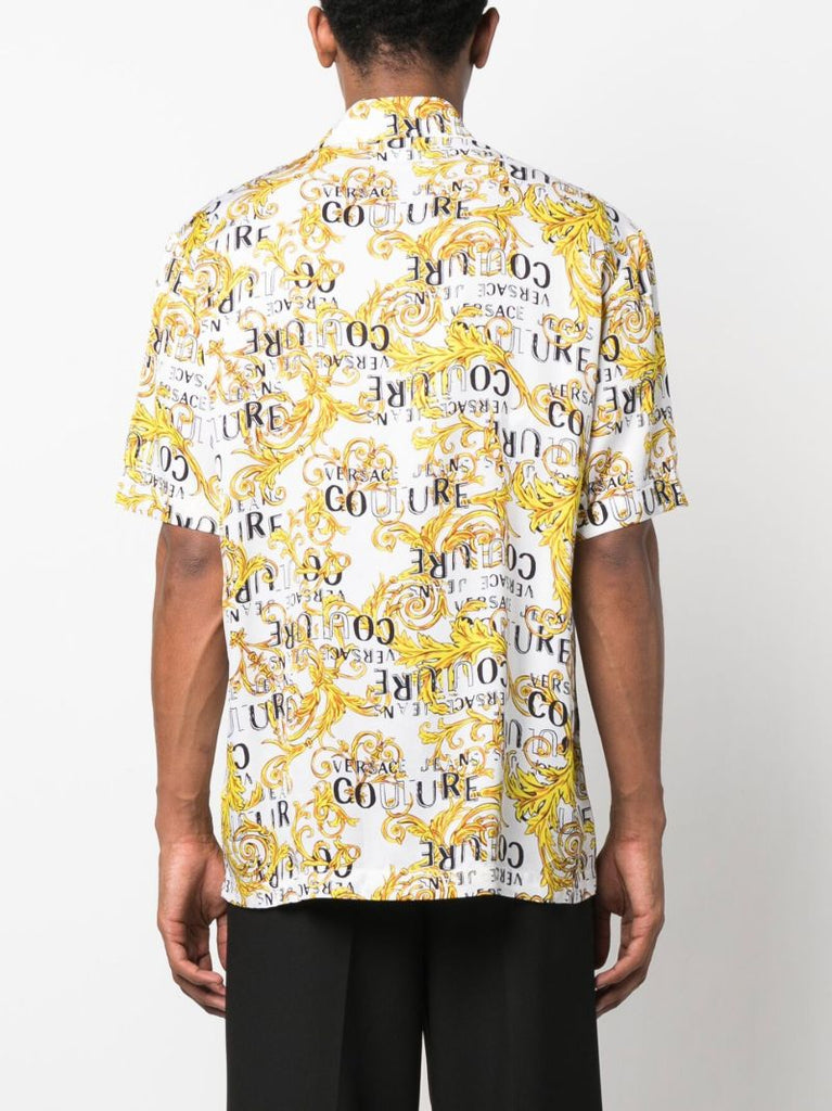 White Baroque-print Short-sleeve Shirt