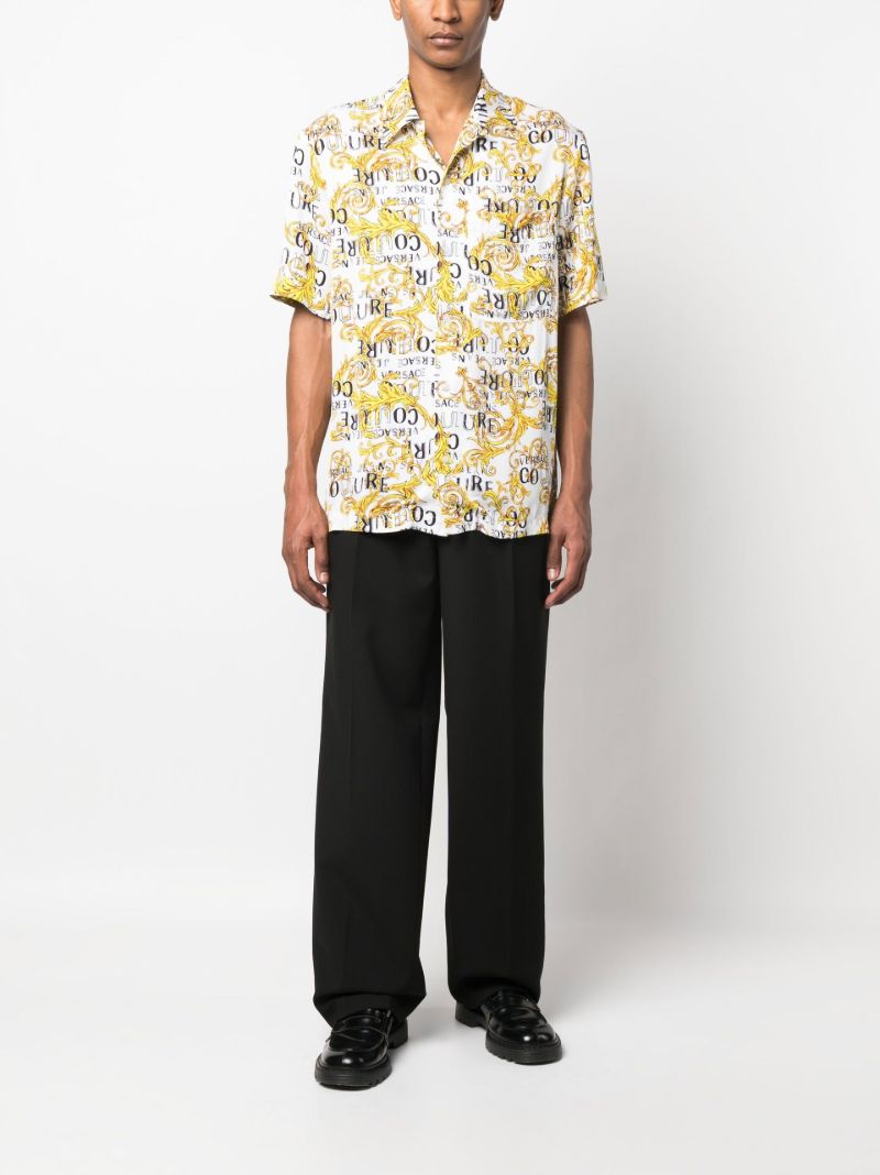 White Baroque-print Short-sleeve Shirt