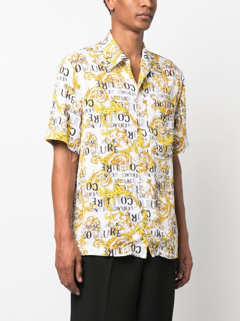 White Baroque-print Short-sleeve Shirt