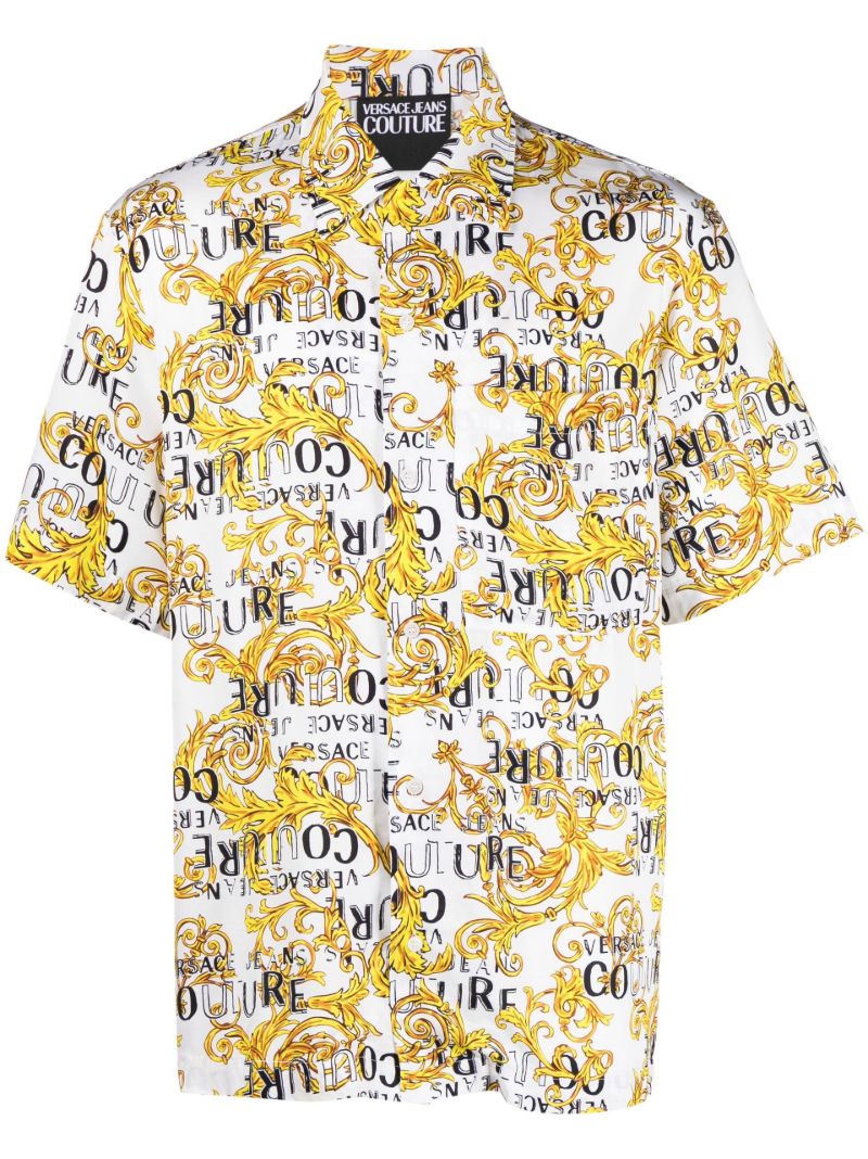 White Baroque-print Short-sleeve Shirt