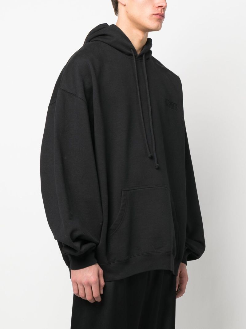 Black Logo Embroidered Hoodie